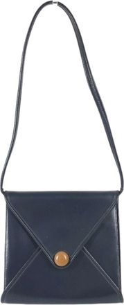 Herm&egrave;s Navy Leather Shoulder Bag Tote Bag (Pre-Owned)