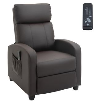 HOMCOM Recliner Sofa Chair PU Leather Massage Armchair w/ Footrest and Remote Control for Living Room - Bedroom - Home Theatre - Home Living | TJ Hughes Bro