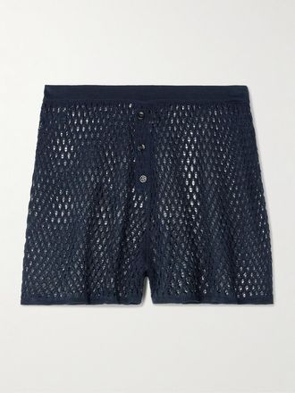 Kiki De Montparnasse Shorts In Seta Crochet - Blu