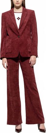 Luisa Cerano Womens Corduroy One Button Blazer Jacket In Berry Red