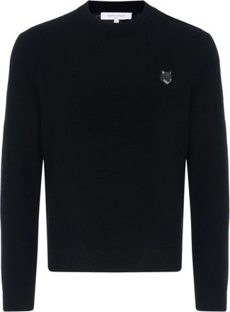 Maison Kitsun&eacute; Bold Fox Head Patch Regular Jumper - Heren - Ronde hals truien - Zwart - M - Wol - Truien & Vesten