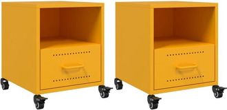 vidaXL Vidaxl - Bedside Cabinets 2 pcs Mustard Yellow 36x39x43.5 cm Steel