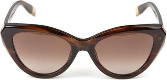 Furla Womens Sunglasses Glossy Brown Striped Havana Acetate Eyewear