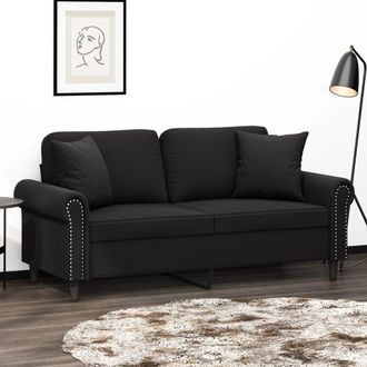 vidaXL Sof&aacute; De 2 Plazas Con Cojines Terciopelo Negro 140 Cm Vidaxl