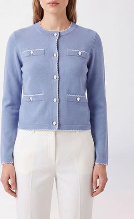 Tory Burch Cardigan slim fit in lana con scollo a girocollo e tasche a toppa