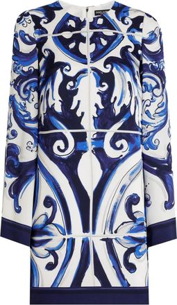 Dolce & Gabbana Abito corto con stampa maioliche - Blu