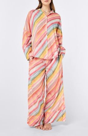 Papinelle Sleepwear Sophie Stripe Cotton Pajamas in Sorbet Pink at Nordstrom, Size Xx-Large