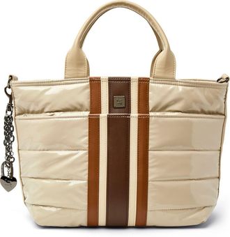 Think Royln Getaway Quilted Puffer Tote in Blonde Patent And Colorblock at Nordstrom