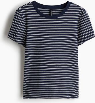H&M Geripptes T-Shirt - Blue