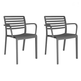 Resol Set 2 Sillas Con Brazos Interior, Exterior Gris Oscuro Lama Resol