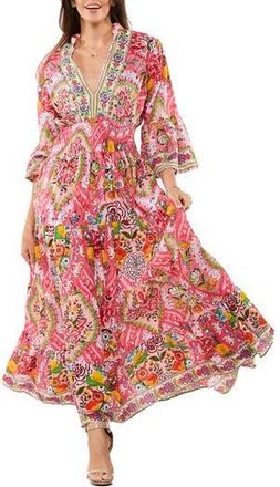 Ranee&rsquo;s Long Sleeve Tiered Maxi Dress in Pink at Nordstrom Rack, Size Small/medium