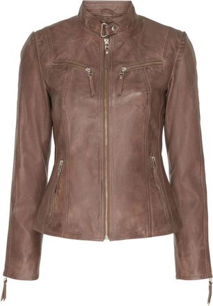 BTF-CPH Stenen Bikerjas met Zilveren Acc. - Dames - Leren en Su&egrave;de Jassen - Bruin - S - Leer - Jassen