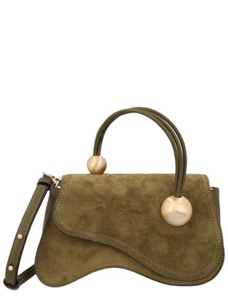 Cult Gaia Sculptural Brown Leather Shoulder Bag With Artistic Flap Design