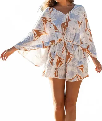 Tribal Cayman Tie Back Romper In Multi