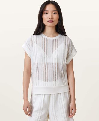 AllSaints Cotton Giana Crochet Crew Neck Tank Top, Size: XS