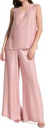 Joseph Ribkoff Pleated Scoop Neck Sleeveless Top In Misty Rose