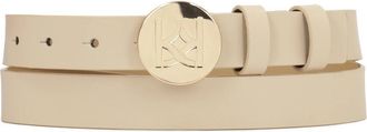 Kazar Leren riem met ronde gesp - Dames - Riemen - Beige - 110 CM - Leer - Accessoires