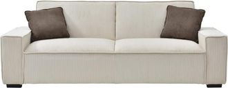 VENTE-UNIQUE.COM Sof&aacute; cama terciopelo 3 plazas beige 230x94cm