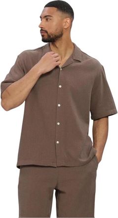 Selected Short Sleeve Shirt - Heren - Korte mouwen Overhemden - Bruin - S - Overhemden