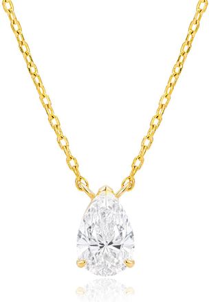 MAX + STONE 10K Gold Solitaire Pear Pendant Embellished with Swarovski Zirconia Various Stone Sizes