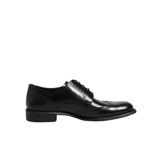 Dolce & Gabbana Business Shoes, male, Black, Size: 8 US Black Leather Wingtip Formal Shoes