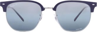 Ray-Ban New Clubmaster Polarized Blue Mirrored Irregular Unisex Sunglasses RB4416 6656G6 53