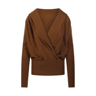 7 For All Mankind Wrap V-hals trui - Dames - Truien - Beige - Maat: XS Zijde