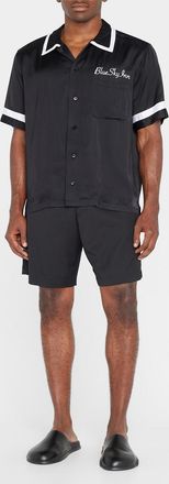 Blue Sky Inn Mens Waiter Contrast-Trim Camp Shirt