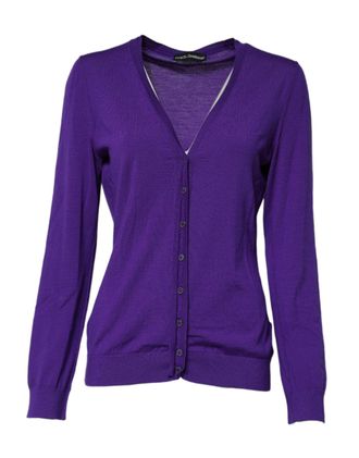 Dolce & Gabbana Purple Wool Knit V-neck Cardigan Womens Sweater (Pre-Owned)