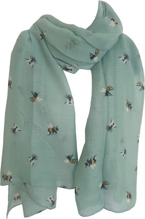 GlamLondon Bumble Bee Print Scarf Ladies Lightweight Fashion Oversize Wrap (ZY - Green)
