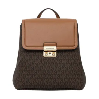 Michael Kors Tassen, Dames, Bruin, ONE Size, Polyester, Tribeca Kleine Signature Logo Rugzak