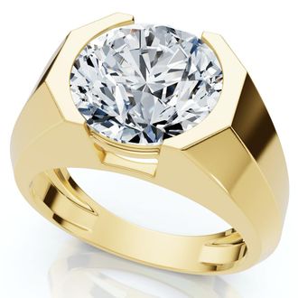 Pompeii3 Certified 5 Ct Elon Signature Mens Bezel Diamond Ring Lab Grown