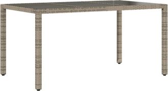vidaXL Mesa de jardín superficie de vidrio ratán pe gris 150x90x75 cm Vidaxl