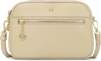 Kazar Roomkleurige leren handtas met 3 compartimenten - Dames - Schoudertassen - Beige - ONE Size - Leer - Tassen