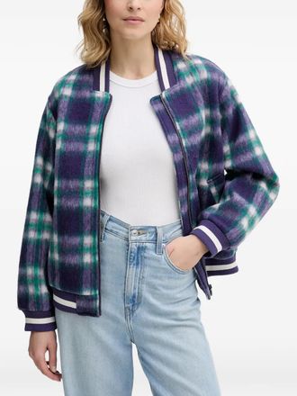 Benetton checked zip jacket - women - Polyester/Wool/Polyester/Viscose - S - Purple