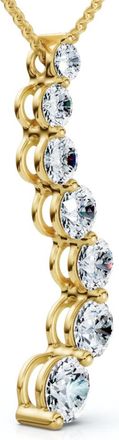 Pompeii3 F/VS 3Ct Diamond Journey Pendant Gold Womens Necklace Lab Grown