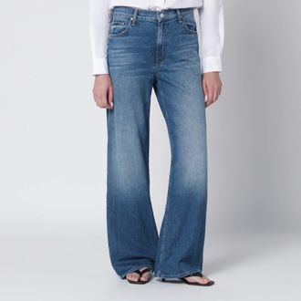 Mother Hit Shuffle washed blue wide-leg jeans