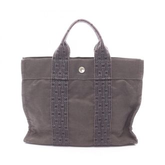 Herm&egrave;s Gray Canvas Handbag Tote Bag (Pre-Owned)