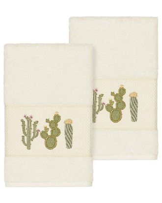 Linum Home Textiles Mila Turkish Cotton 2Pc Embellished Hand Towel Set