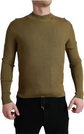 Dolce & Gabbana Round-neck Truien - Heren - Ronde hals truien - Groen - M - Truien & Vesten