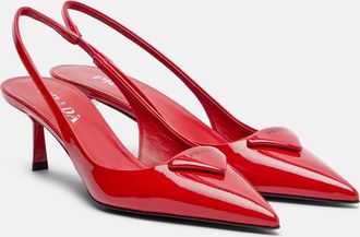 Prada 55 patent leather slingback pumps
