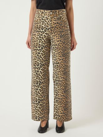 Y.A.S High-waist-Jeans Y.A.S YASLEONORA HW DENIM JEANS NOOS, Damen, Gr. 26, L&auml;nge 32, braun (nomad aop:with leo), Denim/Jeans, Obermaterial: 95% Baumwolle, 