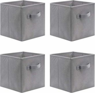 OEM Juego De 4 Cubos De Almacenamiento Plegables, 27 X 27 X 28 Cm, Cajas De Almacenamiento Abiertas Hechas De Tela No Tejida, Caj&oacute;n De Tela, Para Juguetes
