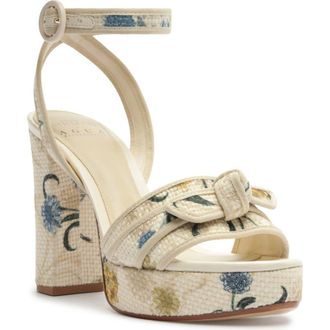 Alexandre Birman x AGUA Floral Bow Platform Sandal in Laguna Off/Off at Nordstrom, Size 11