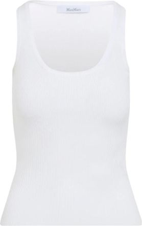 Max Mara Ghiro Knit Tank Top - Dames - Tops zonder mouwen - Wit - L - Polyester - Tops