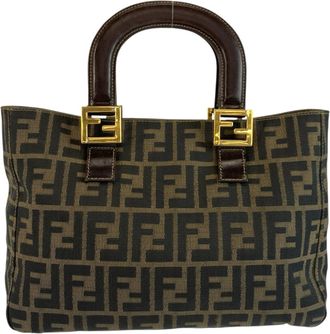 Fendi Brown Canvas Handbag Tote Bag (Pre-Owned)
