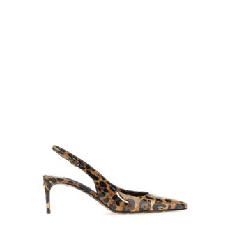 Dolce & Gabbana Schoenen, Dames, Veelkleurig, 37 EU, Leer, Gevlekte Print Leren Slingback Pumps