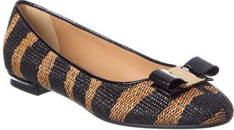 Ferragamo Ferragamo Varina Raffia & Patent Ballet