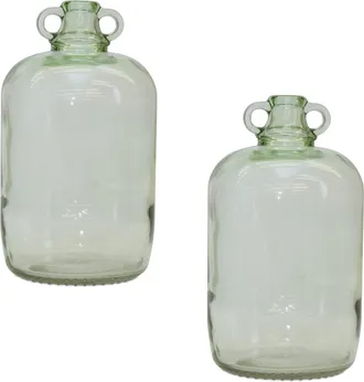 Melrose International Sage Green Glass Jug Vase (Set of 2) - Green