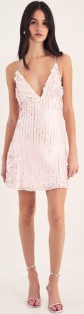 NASTY GAL Womens Two Layer Disc Embellished Strappy Mini Dress - Light Pink - Size 12 UK